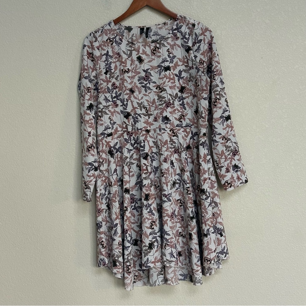 *5 for $20* MNG Collection Floral Long-Sleeve Mini Dress in Blush and Charcoal